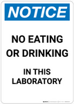 Notice no eating or drinking safety sign (LAB04)