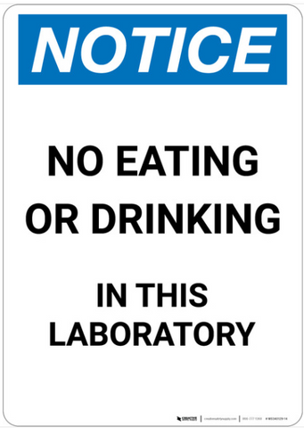 Notice no eating or drinking safety sign (LAB04)