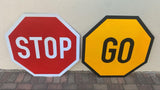 Stop - Go road sign with or without a steel stand (R1.5)