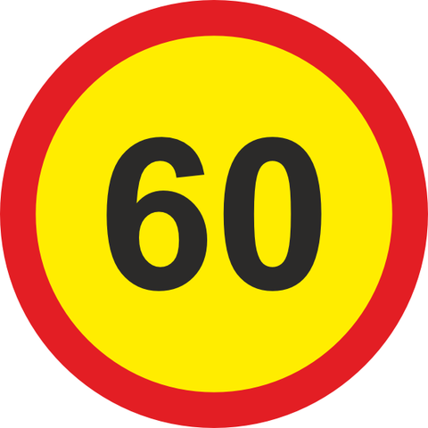 Temporary Speed Limit road sign (TR201) 60