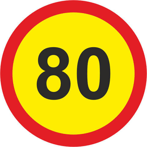 Temporary Speed Limit road sign (TR201) 80