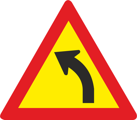 Gentle Curve (Left) Temporary road sign (TW203)