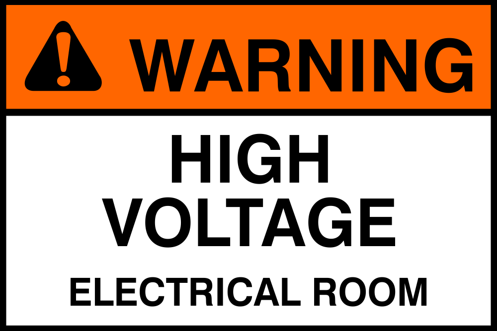 Warning high voltage electrical room safety sign (WARN5)