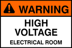 Warning high voltage electrical room safety sign  (WARN5)