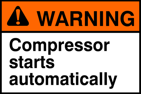 Warning : Compressor starts automatically safety sign  (WARN7)