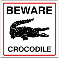 Beware crocodile safety sign (WARN14)
