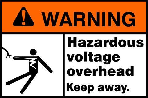 Warning : hazardous voltage overhead - Keep away safety sign (WARN3)
