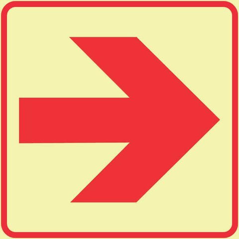 SABS Red Arrow Photoluminescent (glow in the dark) safety sign (F38)