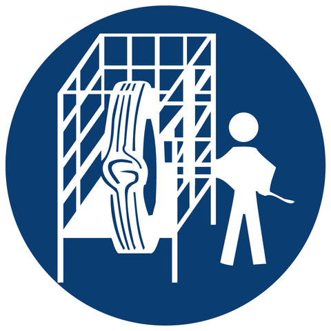 Safety Cage Shall Be Used SABS safety sign (MV16)