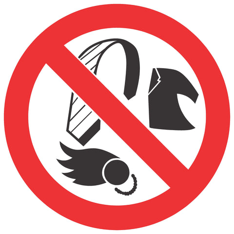No Loose Clothing, Ties, Jewellery And Unconfined Long Hair safety sign  (PV12)