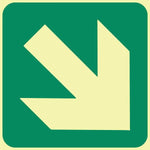 SABS Diagonal green arrow photoluminescent sign (E30)