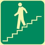 SABS Stairs Going Down (Left) Photoluminescent (glow in the dark) safety sign (E9)