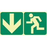 SABS Arrow down with running man photoluminescent sign (E3)