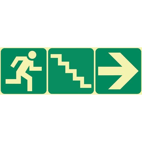 SABS Running Man, stairs down right & arrow right photoluminescent. (E16)