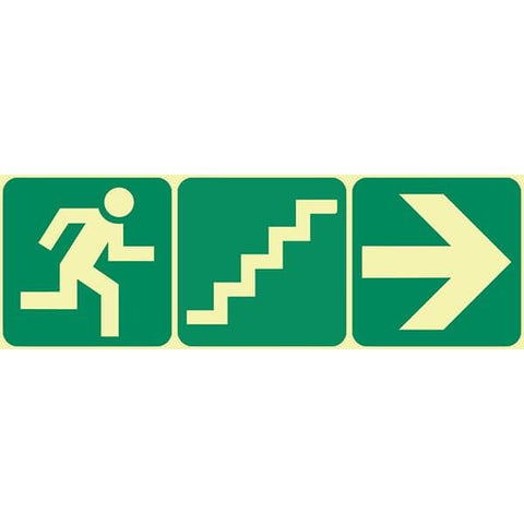 SABS running man, stairs up right and directional arrow right photoluminescent (E18)