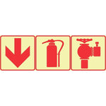 SABS Red Arrow Down, Fire Extinguisher And Fire Hydrant Photoluminescent (glow in the dark)safety sign (F10)