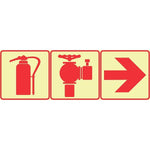 SABS Fire Extinguisher, Fire Hydrant And Red Arrow Right Photoluminescent (glow in the dark )safety sign (F12)