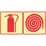 SABS Fire Extinguisher And Fire Hose Reel photoluminescent (glow in the dark) safety sign (F22)