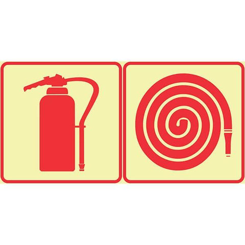 SABS Fire Extinguisher and Hose Reel photoluminescent (glow in the dark) safety sign (F22)