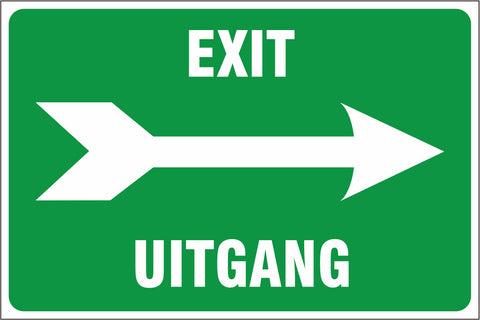 Exit right - 2 Languages safety sign  (IN24)