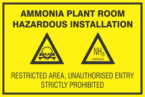 Ammonia Plant Room safety sign  (HW93)