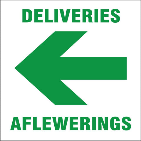 Deliveries with arrow left safety sign (IN18)