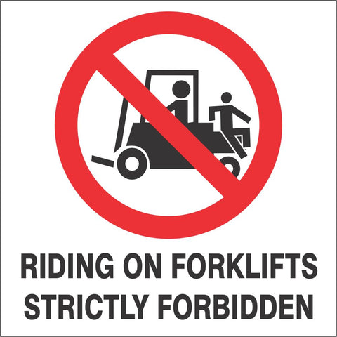 Riding of forklifts forbidden (P25)