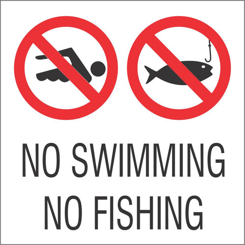 No swimming or fishing safety sign (P18)