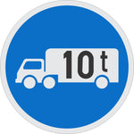 Goods Vehicles over indicated GVM Only road sign (R124)