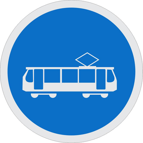 Trams Only road sign (R138)