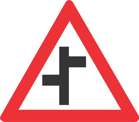 Staggered Junctions (L-R) road sign (W110)