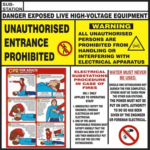 Sub-Station CPR Procedure Safety Sign (CPR01)
