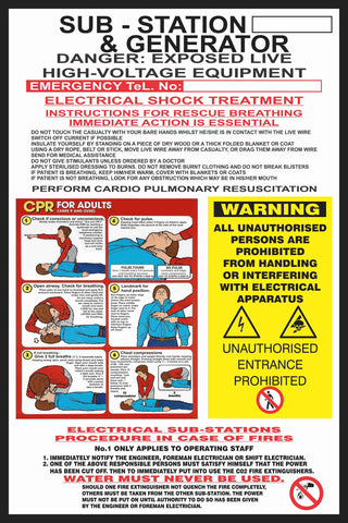 Sub-station & Generator safety sign (CPR02)