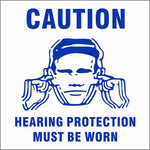 Mandatory - Caution Hearing protection must be worn safety sign  (MH01)