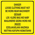 Danger Loose Clothing must not be worn safety sign (M091)