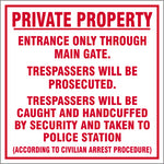 Private Property Trespassers will be prosecuted safety sign (MP94)