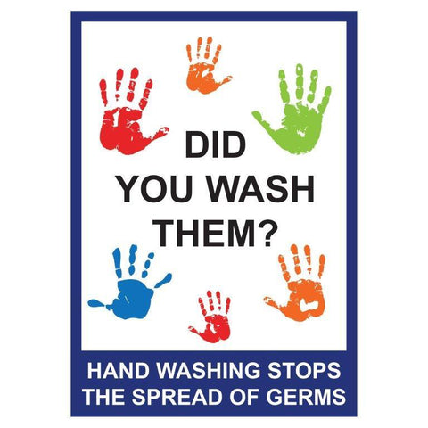 Hand washing stops the spread of germs safety sign (COV-41)