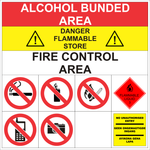 Alcohol bunded area safety sign (ABA001)