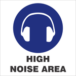 Hearing protection with high noise area safety sign (M107)