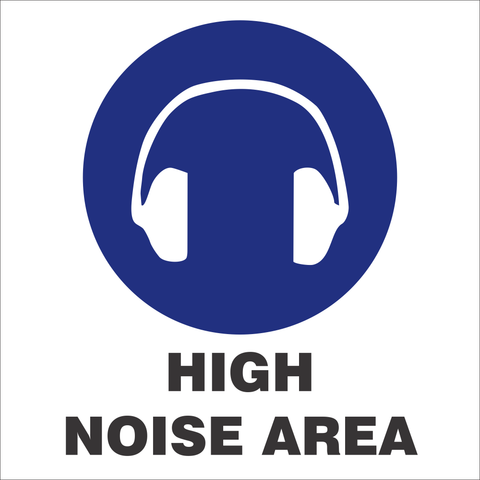 Hearing protection with high noise area safety sign (M107)