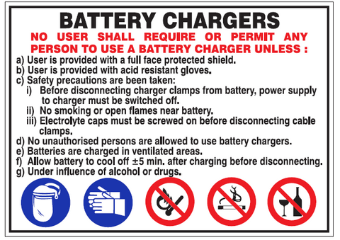 Battery Chargers safety sign (FM2)