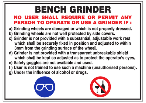 Bench Grinder safety sign (FM1)
