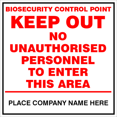 Biosecurity control point safety sign - (BCP01)
