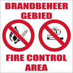 Fire Control Area, No Smoking and No Open Flames sign (FA16)