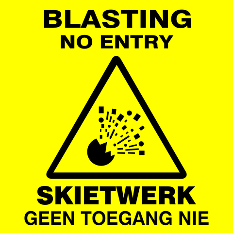Blasting No entry safety sign (C1)