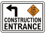 Construction Entrance arrow left safety sign (C86)