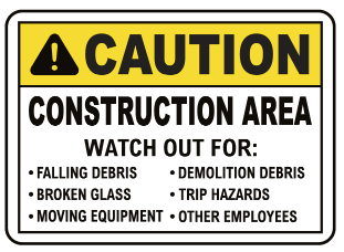 Caution : Construction area safety sign (C91)