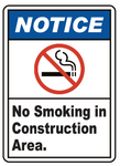 Notice no smoking in construction area  safety sign (C92)