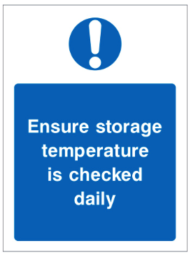 Storage temp. safety sign (CAT20)