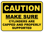 Caution : make sure cylinders are capped safety sign (CAU026)